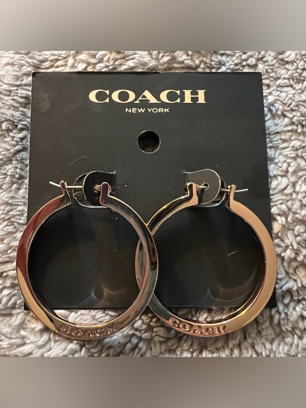 New Coach Rose Gold Hoop Earrings